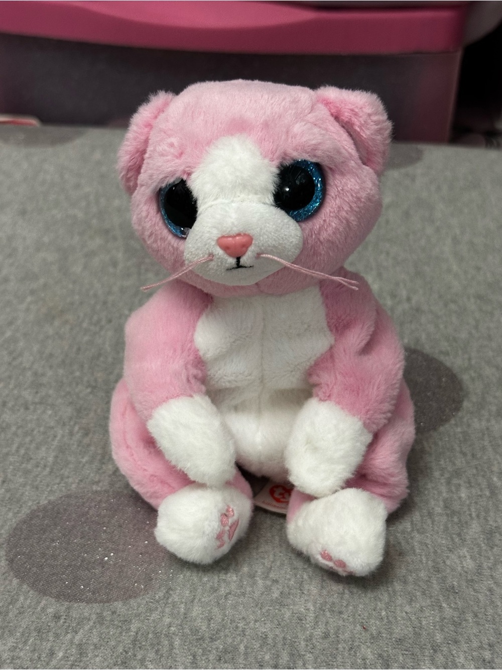 5 for $15! TY Beanie Babies Pink & White Cat "Lillibelle"